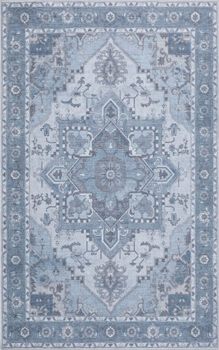 Elowen Ornate Large Medallion Border Non-slip Machine-washable Area Rug