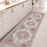 Elowen Ornate Large Medallion Border Non-slip Machine-washable Area Rug