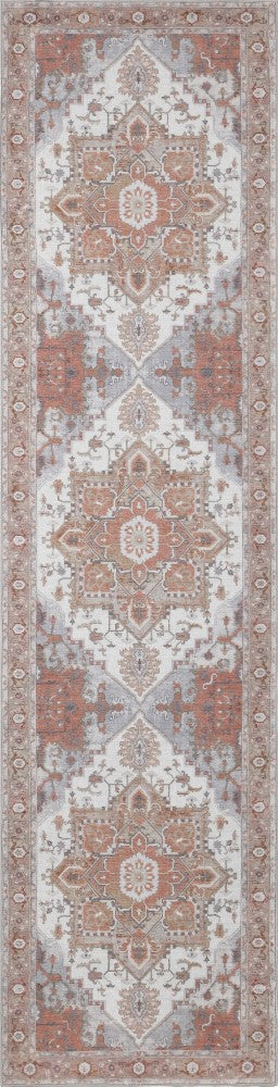Elowen Ornate Large Medallion Border Non-slip Machine-washable Area Rug