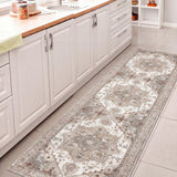 Elowen Ornate Large Medallion Border Non-slip Machine-washable Area Rug
