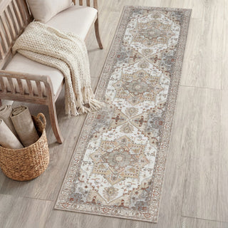 Elowen Ornate Large Medallion Border Non-slip Machine-washable Area Rug