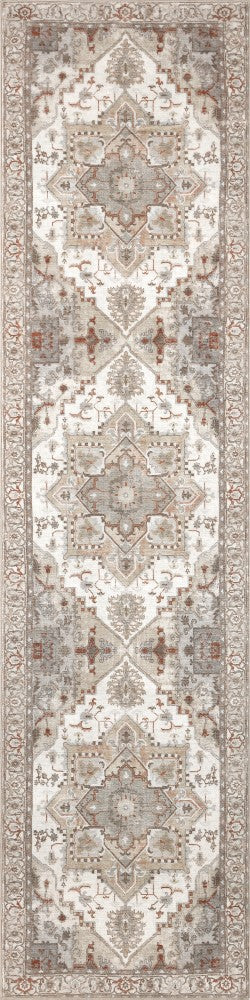 Elowen Ornate Large Medallion Border Non-slip Machine-washable Area Rug
