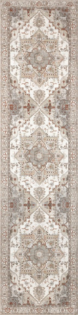 Elowen Ornate Large Medallion Border Non-slip Machine-washable Area Rug