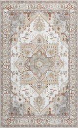 Elowen Ornate Large Medallion Border Non-slip Machine-washable Area Rug