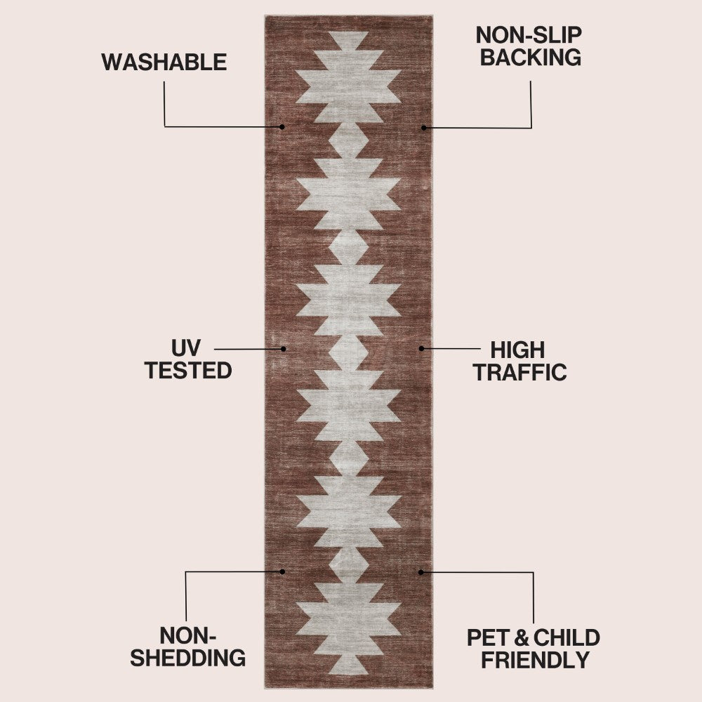 Norvale Minimalist Geometric Totem Non-slip Machine-washable Area Rug