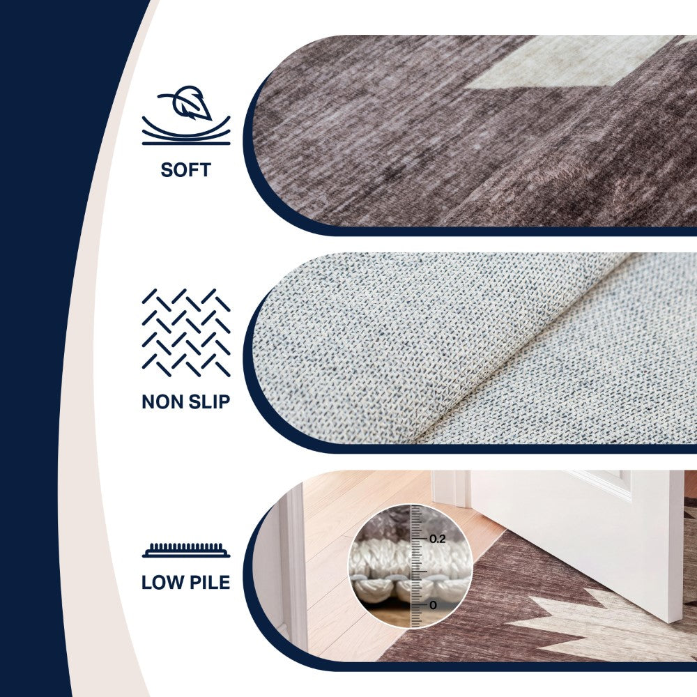 Norvale Minimalist Geometric Totem Non-slip Machine-washable Area Rug