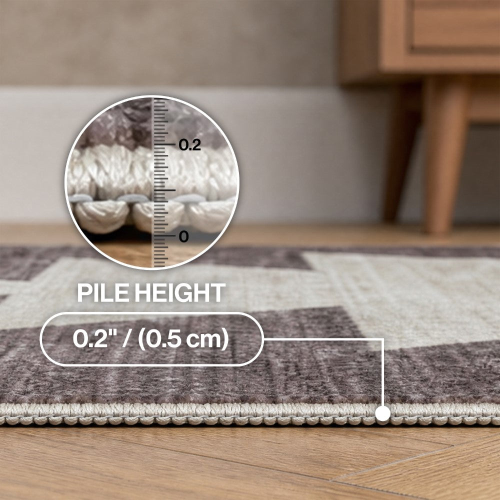 Norvale Minimalist Geometric Totem Non-slip Machine-washable Area Rug