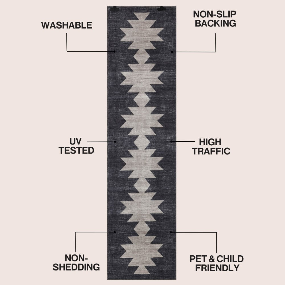 Norvale Minimalist Geometric Totem Non-slip Machine-washable Area Rug