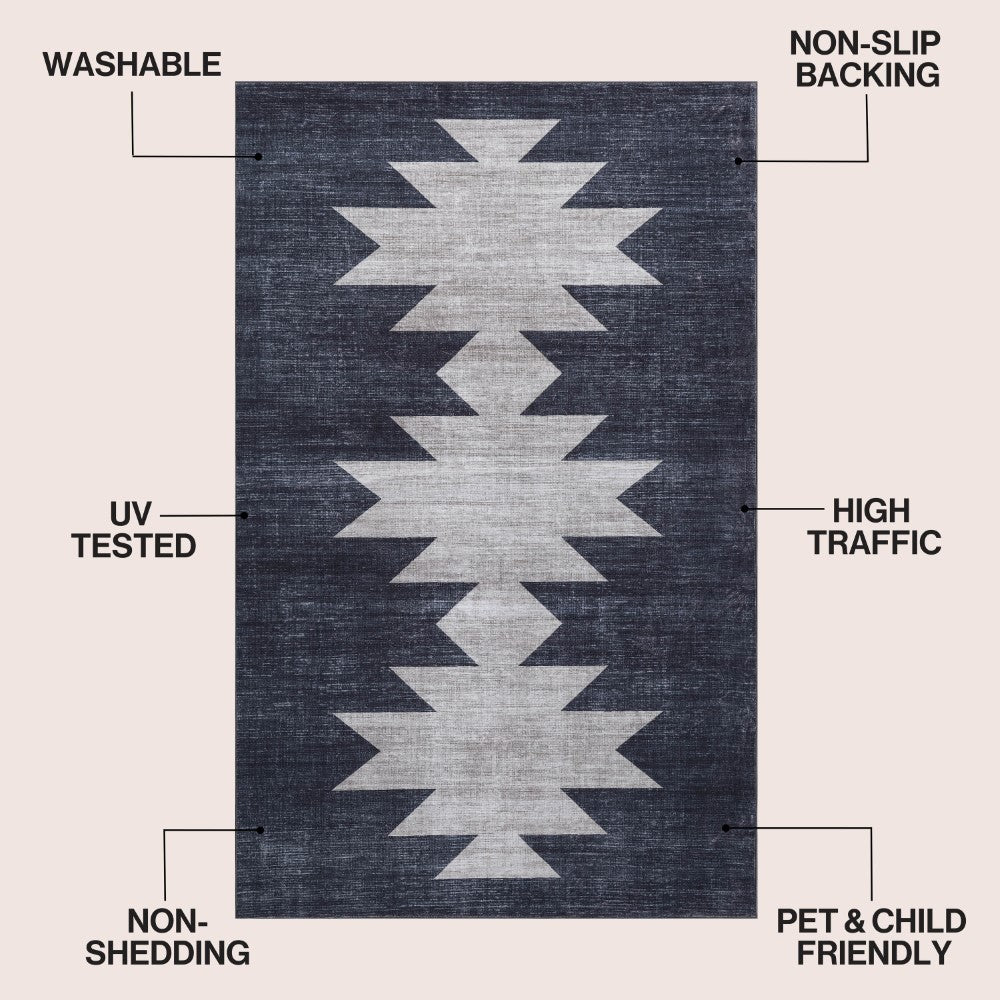Norvale Minimalist Geometric Totem Non-slip Machine-washable Area Rug