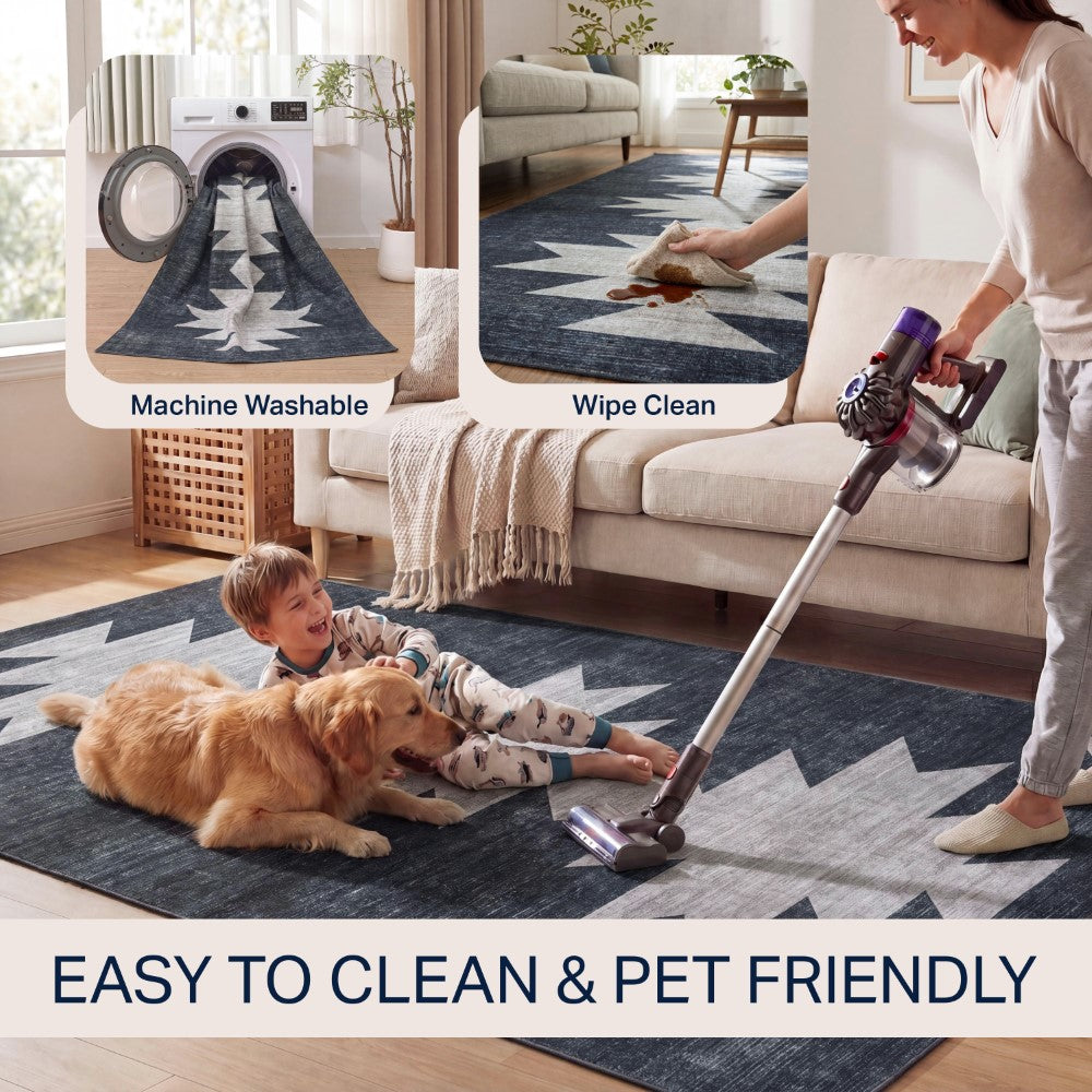 Norvale Minimalist Geometric Totem Non-slip Machine-washable Area Rug