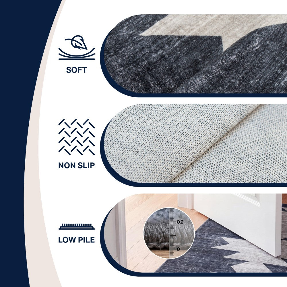 Norvale Minimalist Geometric Totem Non-slip Machine-washable Area Rug