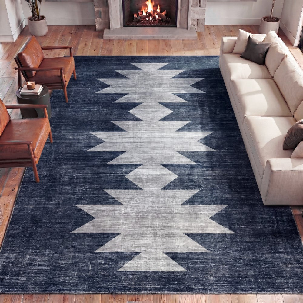 Norvale Minimalist Geometric Totem Non-slip Machine-washable Area Rug
