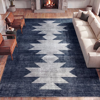 Norvale Minimalist Geometric Totem Non-slip Machine-washable Area Rug