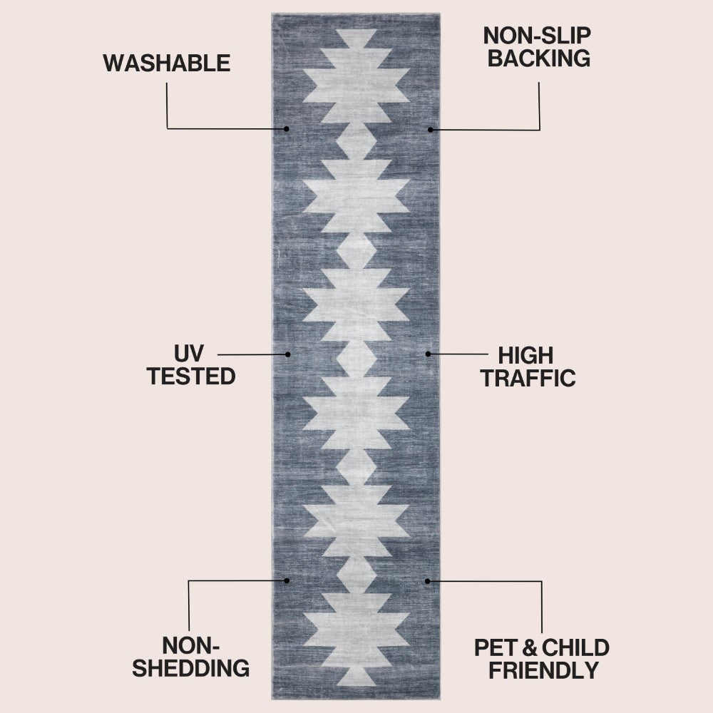 Norvale Minimalist Geometric Totem Non-slip Machine-washable Area Rug