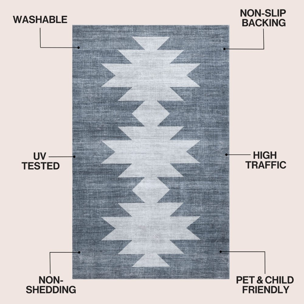 Norvale Minimalist Geometric Totem Non-slip Machine-washable Area Rug