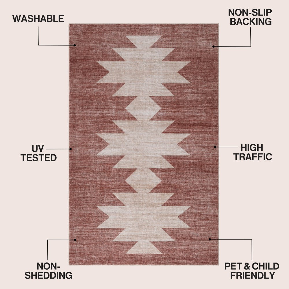 Norvale Minimalist Geometric Totem Non-slip Machine-washable Area Rug