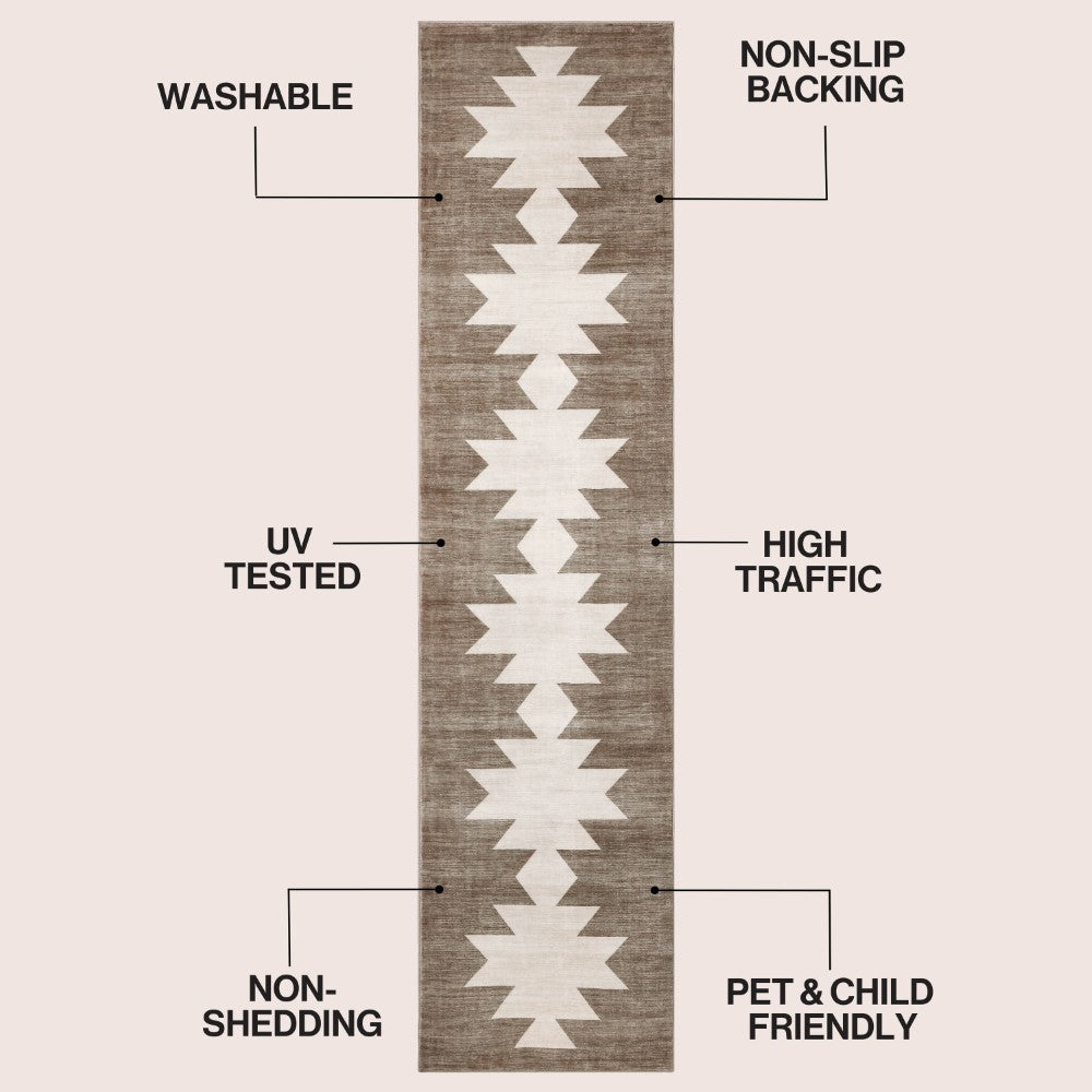 Norvale Minimalist Geometric Totem Non-slip Machine-washable Area Rug