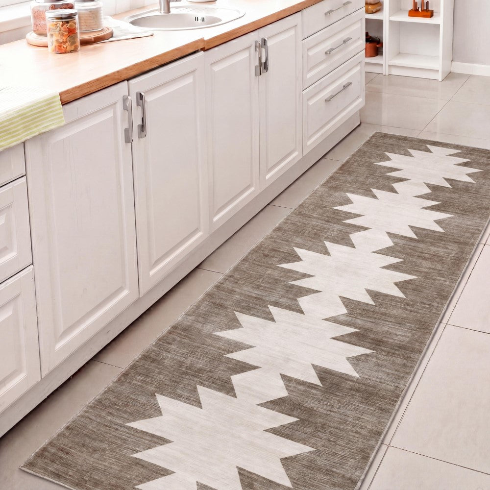 Norvale Minimalist Geometric Totem Non-slip Machine-washable Area Rug