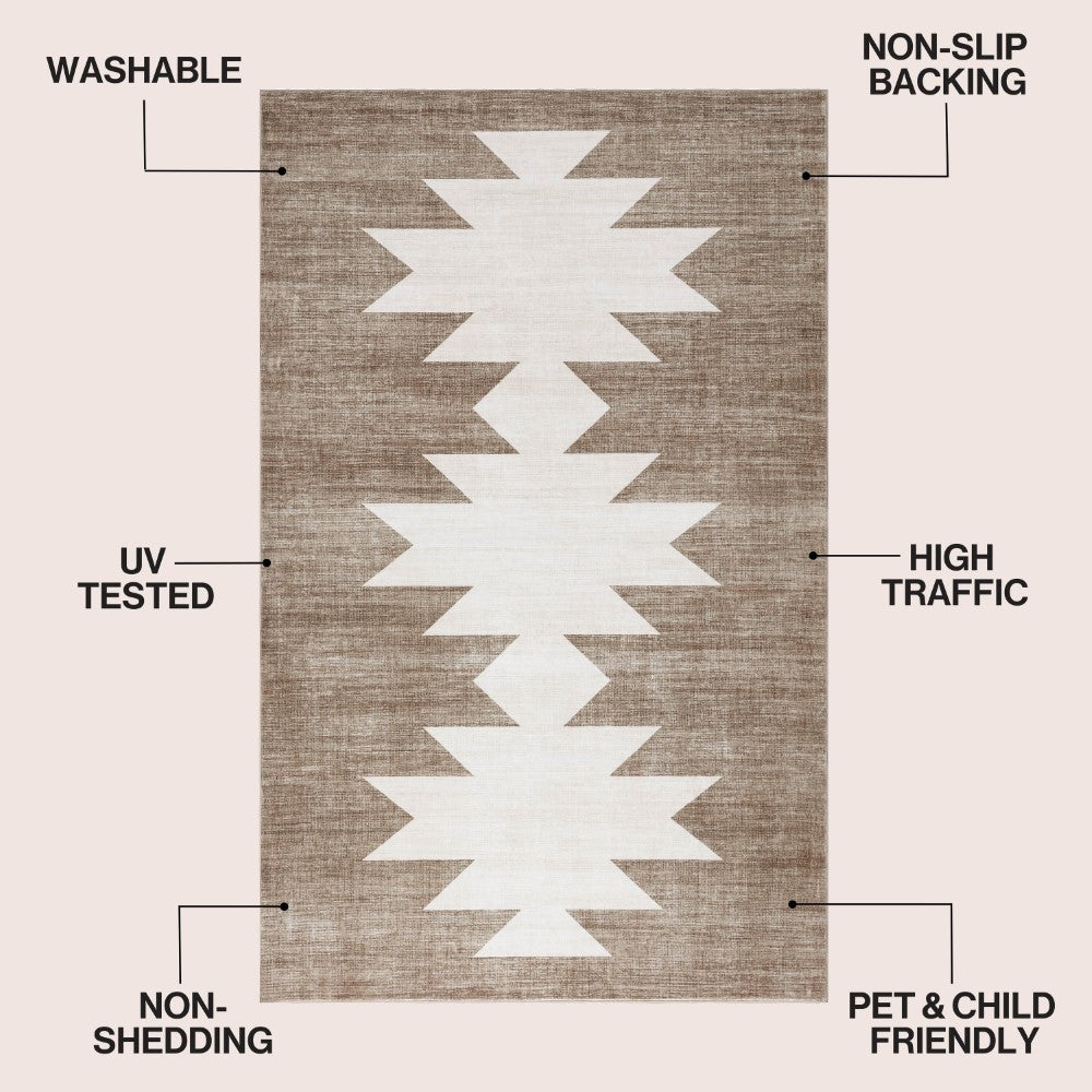 Norvale Minimalist Geometric Totem Non-slip Machine-washable Area Rug