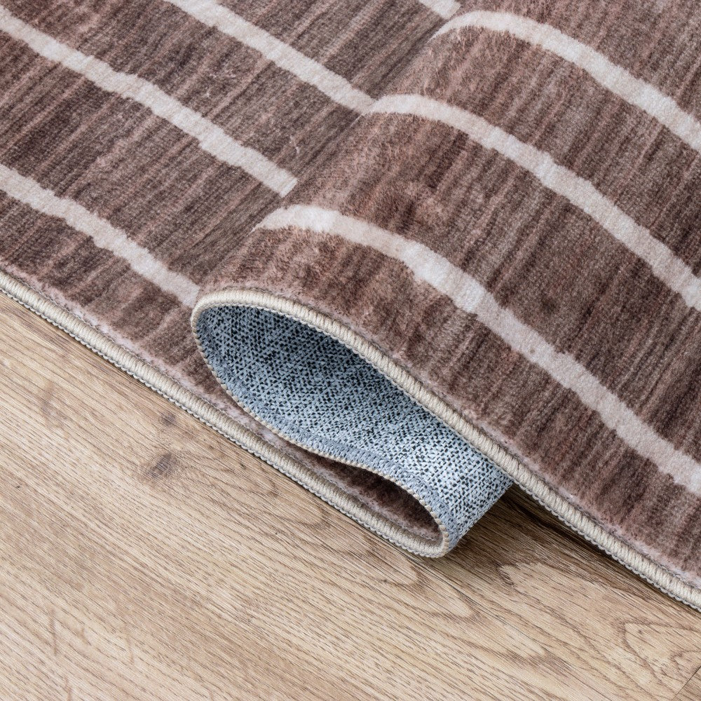 Mirelle Distressed Ticking Stripe Non-slip Machine-washable Area Rug