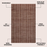 Mirelle Distressed Ticking Stripe Non-slip Machine-washable Area Rug