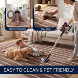 Mirelle Distressed Ticking Stripe Non-slip Machine-washable Area Rug