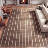 Mirelle Distressed Ticking Stripe Non-slip Machine-washable Area Rug