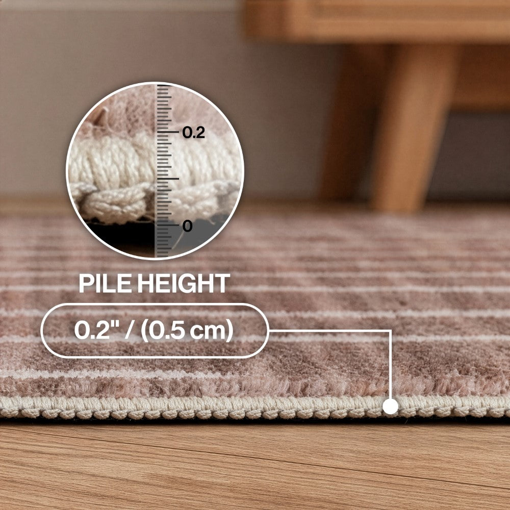 Mirelle Distressed Ticking Stripe Non-slip Machine-washable Area Rug
