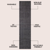 Mirelle Distressed Ticking Stripe Non-slip Machine-washable Area Rug