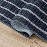 Mirelle Distressed Ticking Stripe Non-slip Machine-washable Area Rug