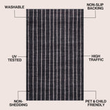 Mirelle Distressed Ticking Stripe Non-slip Machine-washable Area Rug