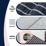 Mirelle Distressed Ticking Stripe Non-slip Machine-washable Area Rug