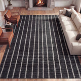 Mirelle Distressed Ticking Stripe Non-slip Machine-washable Area Rug