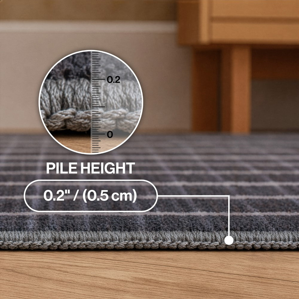 Mirelle Distressed Ticking Stripe Non-slip Machine-washable Area Rug