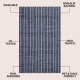 Mirelle Distressed Ticking Stripe Non-slip Machine-washable Area Rug