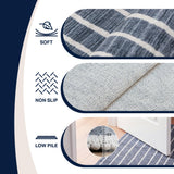 Mirelle Distressed Ticking Stripe Non-slip Machine-washable Area Rug
