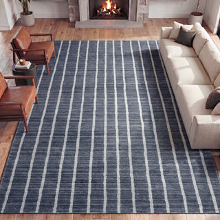Mirelle Distressed Ticking Stripe Non-slip Machine-washable Area Rug