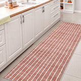 Mirelle Distressed Ticking Stripe Non-slip Machine-washable Area Rug