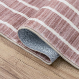Mirelle Distressed Ticking Stripe Non-slip Machine-washable Area Rug