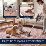 Mirelle Distressed Ticking Stripe Non-slip Machine-washable Area Rug