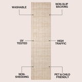 Mirelle Distressed Ticking Stripe Non-slip Machine-washable Area Rug