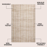Mirelle Distressed Ticking Stripe Non-slip Machine-washable Area Rug
