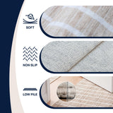 Mirelle Distressed Ticking Stripe Non-slip Machine-washable Area Rug