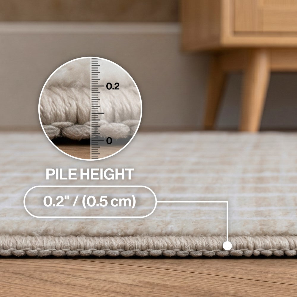 Mirelle Distressed Ticking Stripe Non-slip Machine-washable Area Rug