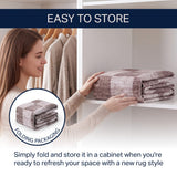 Terra Distressed Checkerboard Stripe Border Non-slip Machine-washable Area Rug