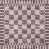 Terra Distressed Checkerboard Stripe Border Non-slip Machine-washable Area Rug