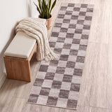 Sierra Distressed Checkerboard Non-slip Machine-washable Area Rug