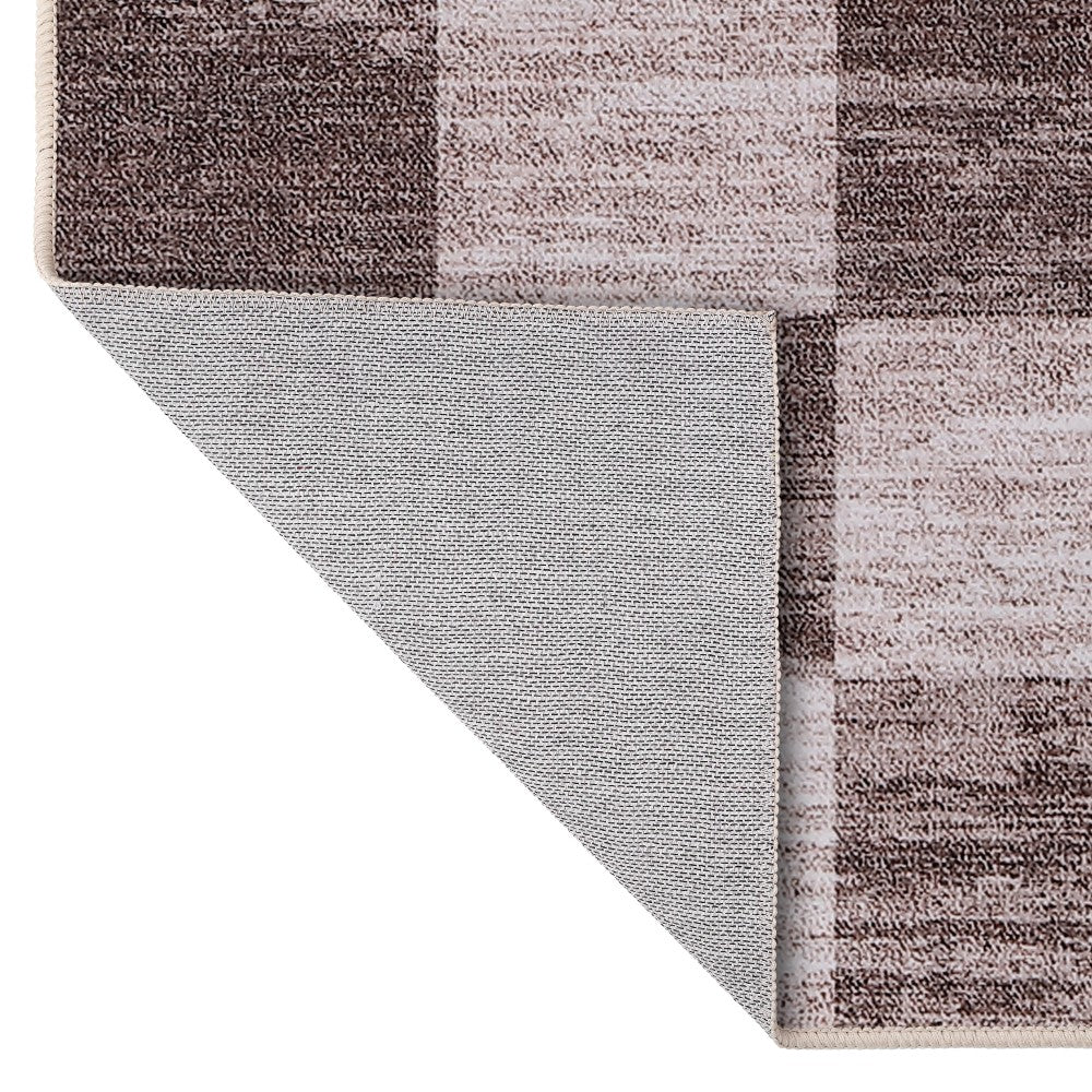 Sierra Distressed Checkerboard Non-slip Machine-washable Area Rug