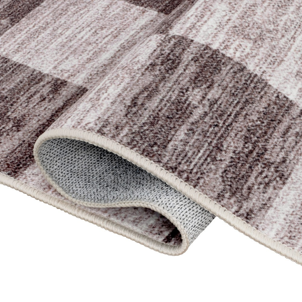 Sierra Distressed Checkerboard Non-slip Machine-washable Area Rug