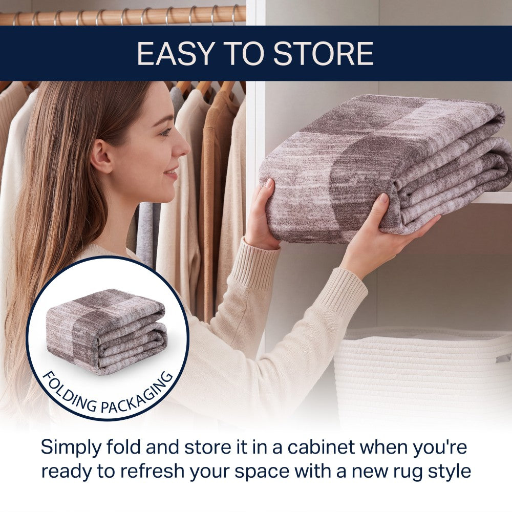 Sierra Distressed Checkerboard Non-slip Machine-washable Area Rug